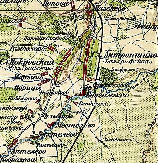 Карта Окрестностей Петрограда. 1914-17 г.